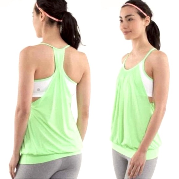 lululemon athletica Tops - lululemon | Women’s Athletic Layered No Limits Tank in Light Green Print Size 8
